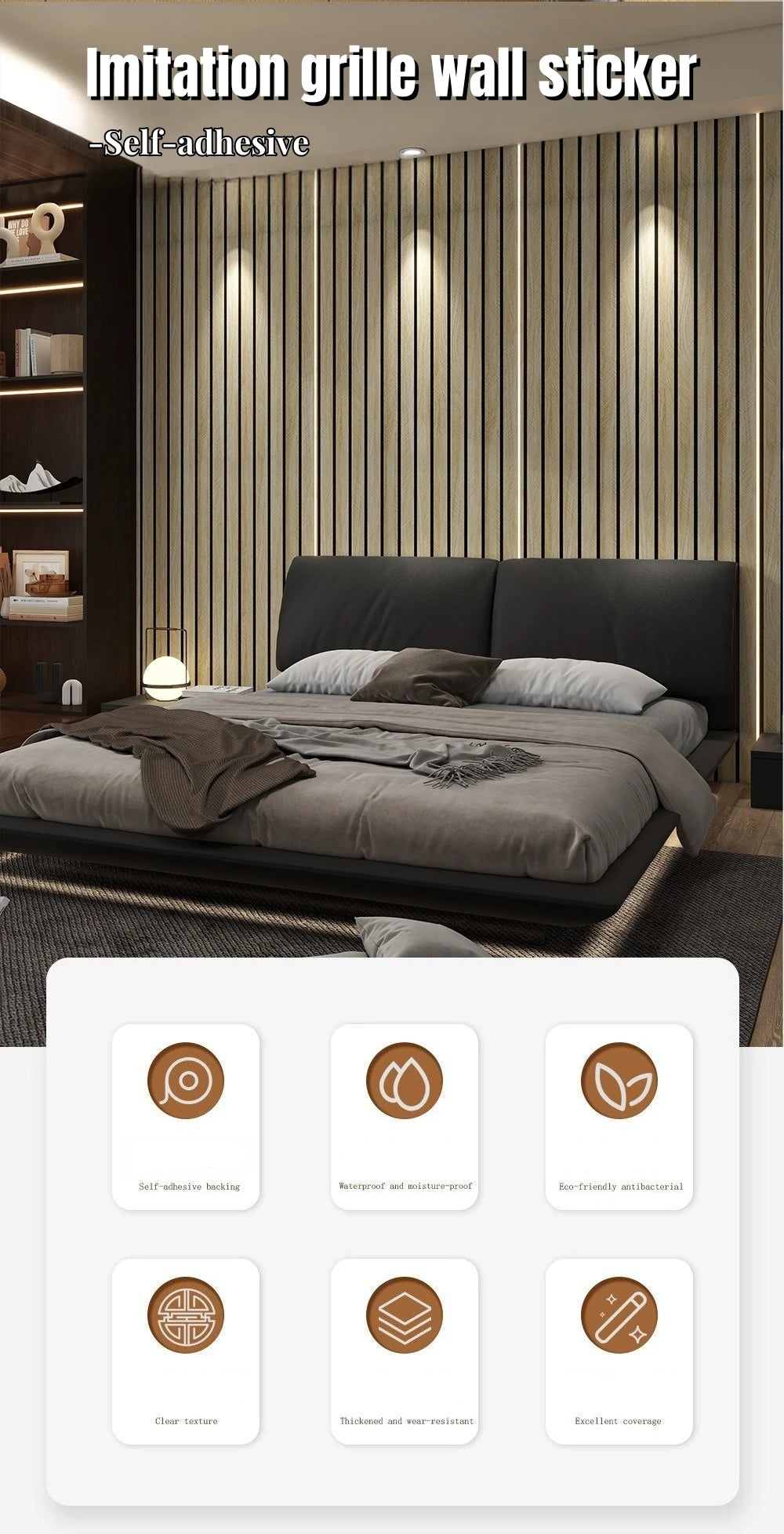 3/5/10M Thick Imitation Grille Wall Stickers Background Wall Decoration Self Adhesive Wall Papers Foam Peel and Stick Wallpapers exovai.com
