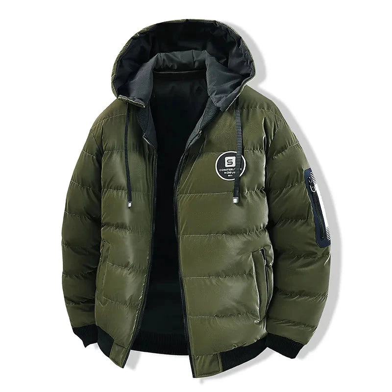 Double Sided Outerwear Men's New Cotton Padded Parkas Men Autumn Winter Jacket Brand Warm Comfortable Down Jacket Removable Hat exovai.com