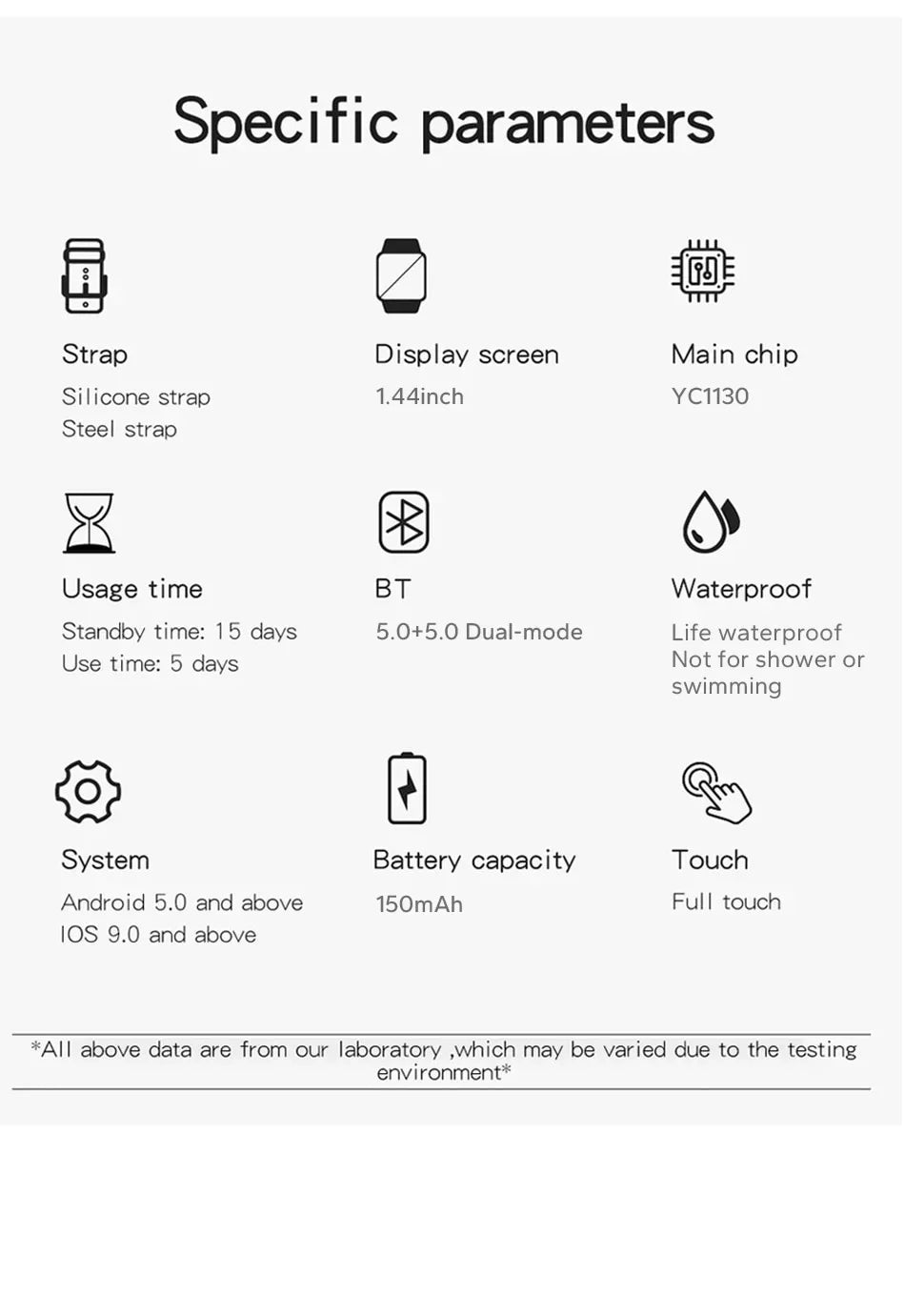 Smart watch for android phone.1.44 inch color screen full touch bluetooth call smart watch magnetic charging exovai.com