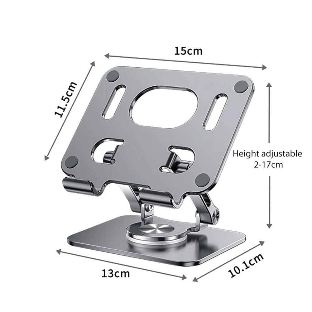 Foldable Mobile Phone Holder 360 Degree Rotating Hollowed Tablet Riser Anti Slip Tablet Holder Height Adjustable for 4.7-12 Inch exovai.com