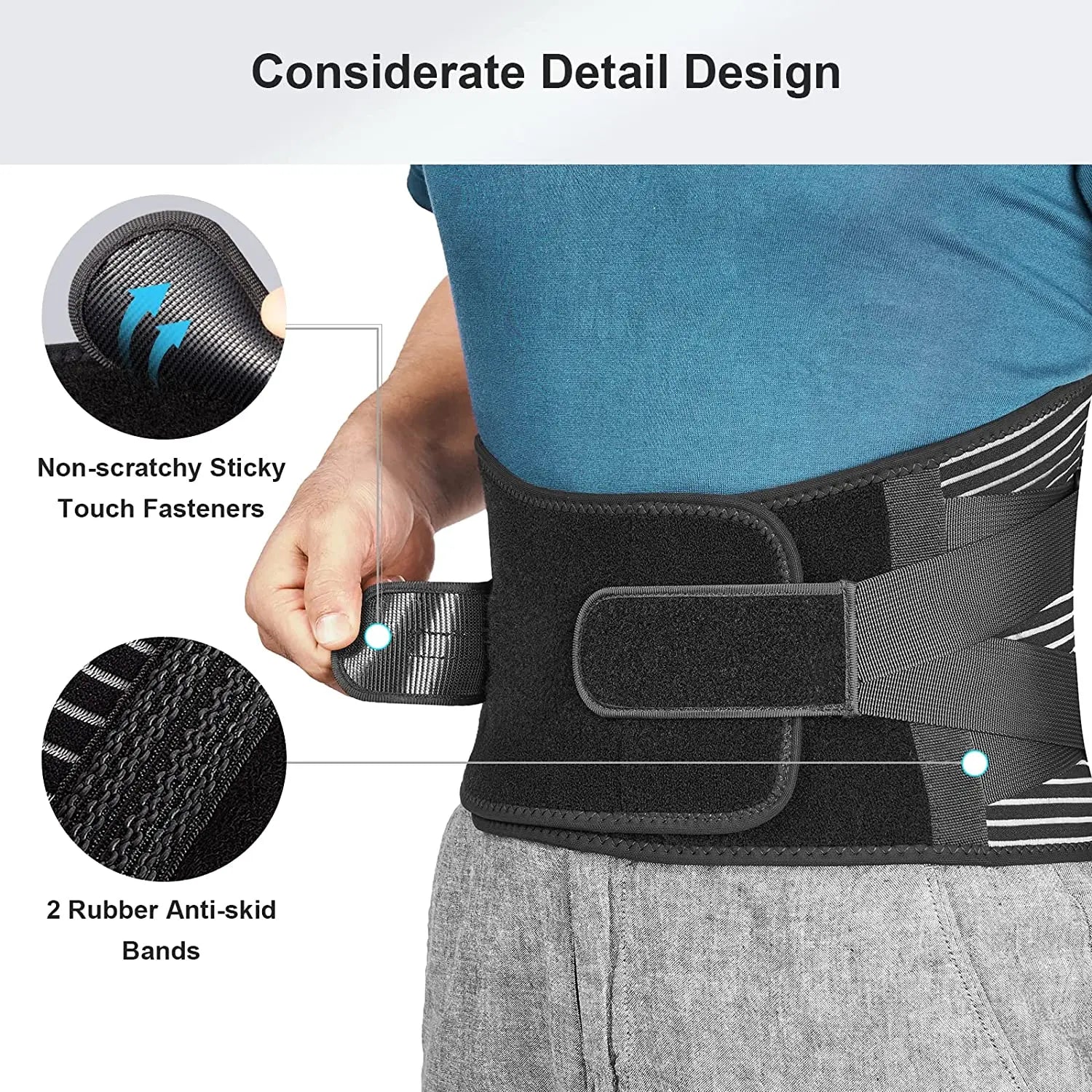 Back Braces for Lower Back Pain Relief with 6 Stays, Breathable Back Support Belt, Anti-skid lumbar support belt with 16-hole exovai.com