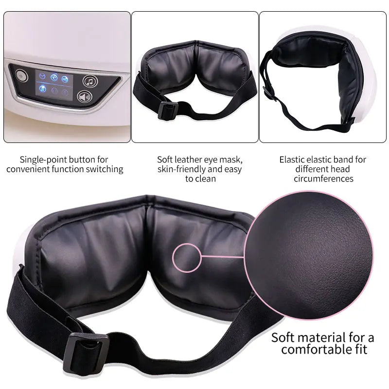 Eye Massager with Smart Airbag Compress Vibration Heating Eye Care Instrument Bluetooth Music Massage Relax Improve Eye Fatigue exovai.com