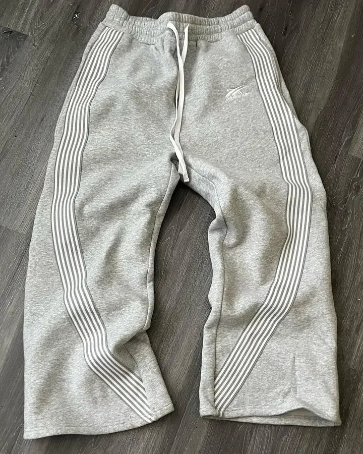 American Retro Striped Knitted Pants Men Y2k Street Harajuku Trendy Brand Oversized Trousers Loose Casual Wide Leg Pants Women exovai.com