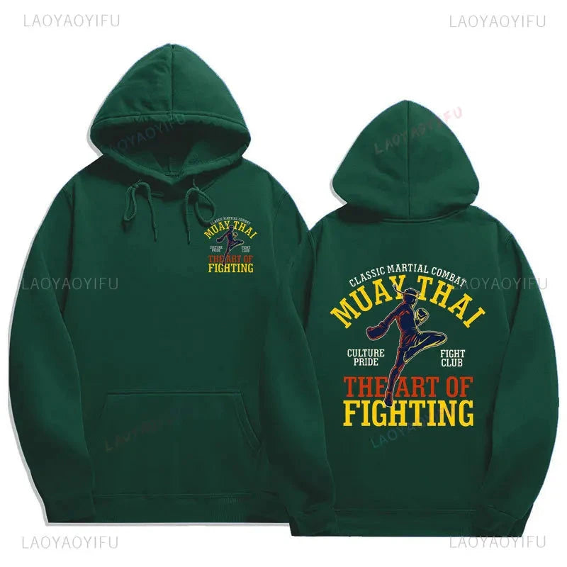 Muay Thai The Fist of King - Thailand Martial Art Pullover Hoodie Men Wai Kru Thailand Men Casual Pullovers 2024 New Style Tops exovai.com