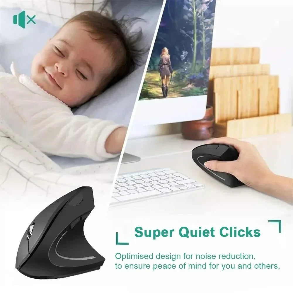 Vertical Mouse Ergonomic 2.4GHz Wireless Optical Mice 3 Adjustable DPI 800/1200/1600 6 Buttons for Laptop PC Computer Desktop exovai.com