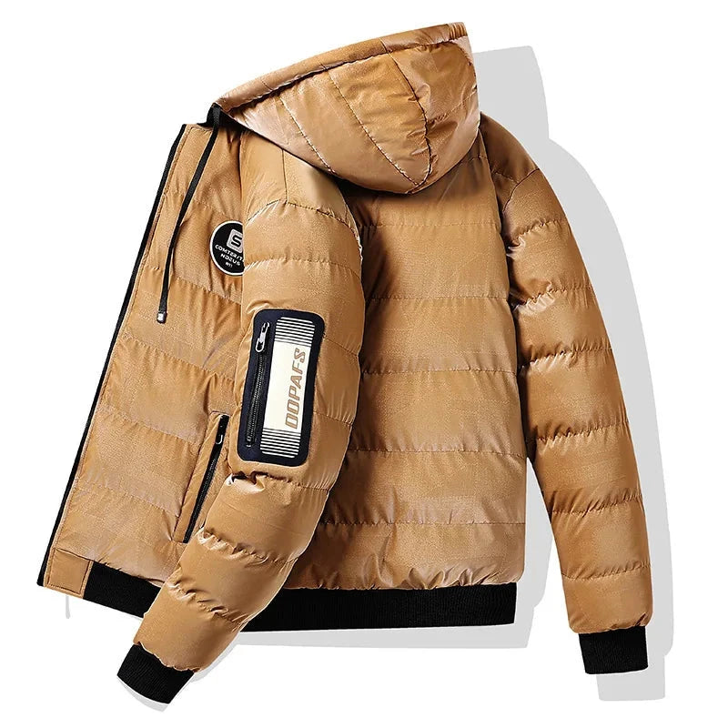 Double Sided Outerwear Men's New Cotton Padded Parkas Men Autumn Winter Jacket Brand Warm Comfortable Down Jacket Removable Hat exovai.com