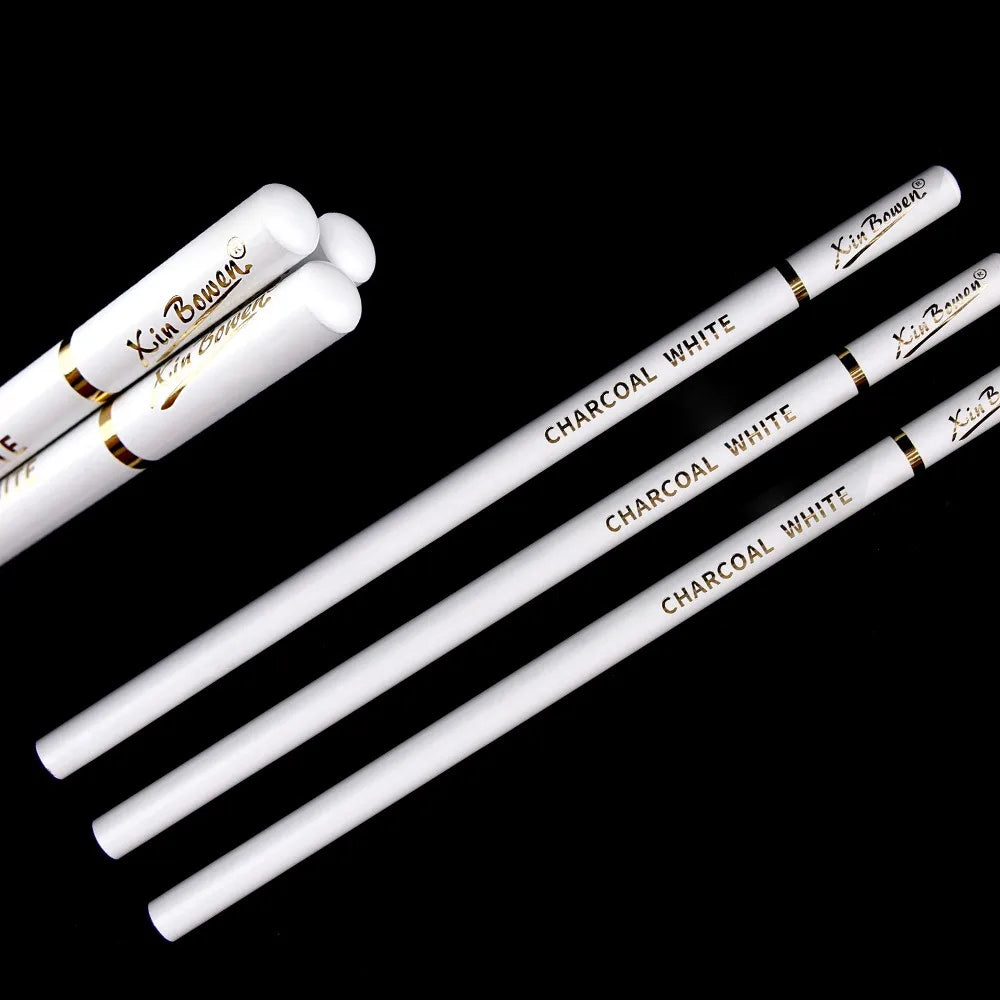 3Pcs Soft/Medium/Hard Charcoal Pencils Set Art Supplies White/Black Charcoal Pen Sketch Pencil Drawing Pencil Professional exovai.com