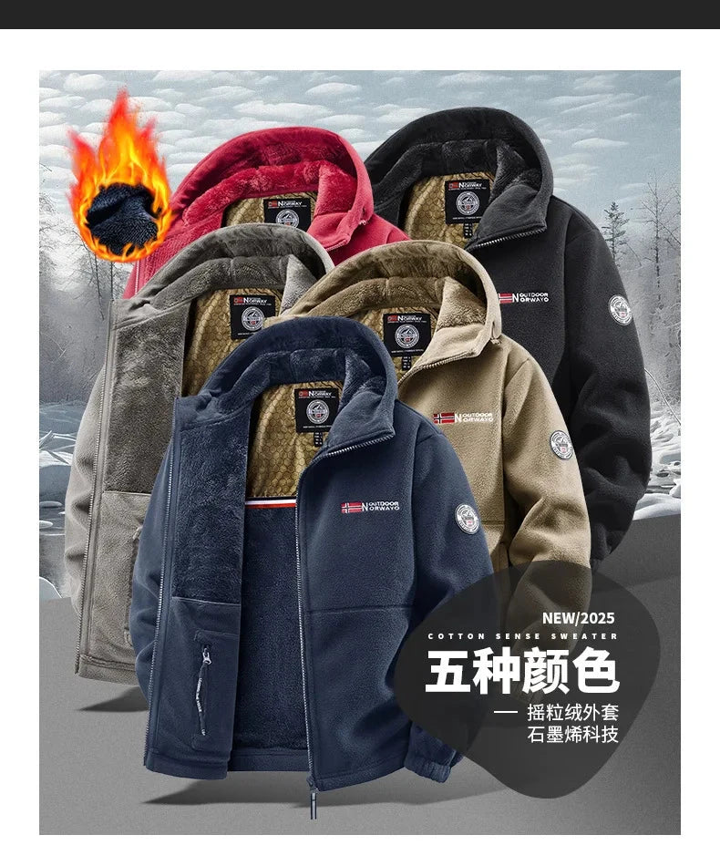 Winter New Fashion Trend Retro Sports Thick Warm Lamb Wool Jacket Men's Casual Loose Comfortable High-Quality Plus Size Jacket exovai.com