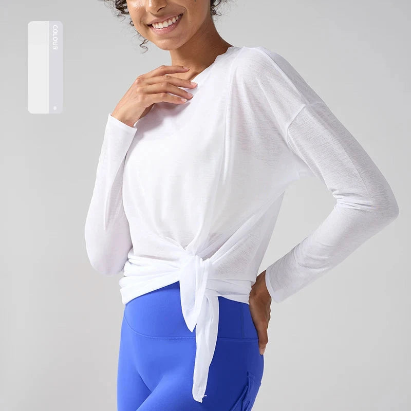 Gym Sports Tops Workout T-shirts Women Yoga Clothing Running Loose Slim Quick Dry Training Long Sleeve Blouse Fitness Tops👚 exovai.com