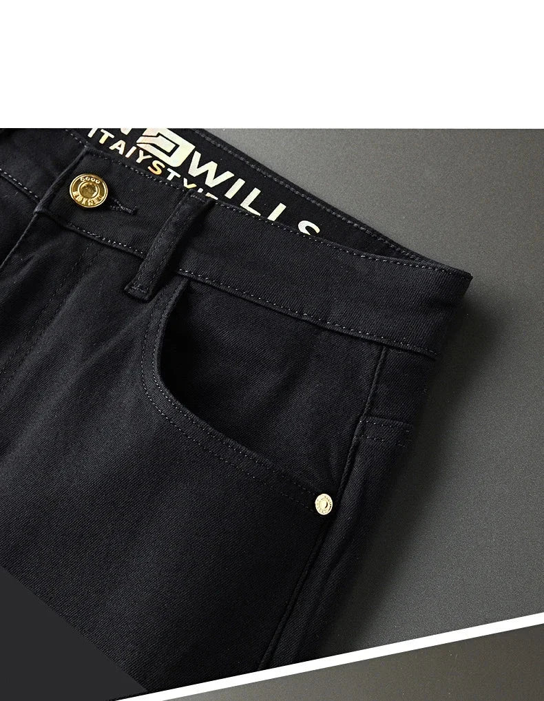 New Men'S Jeans Fashion Casual Slim Fit Version Elastic Blue High Quality Design Business Party Straight Tall Denim Pants exovai.com