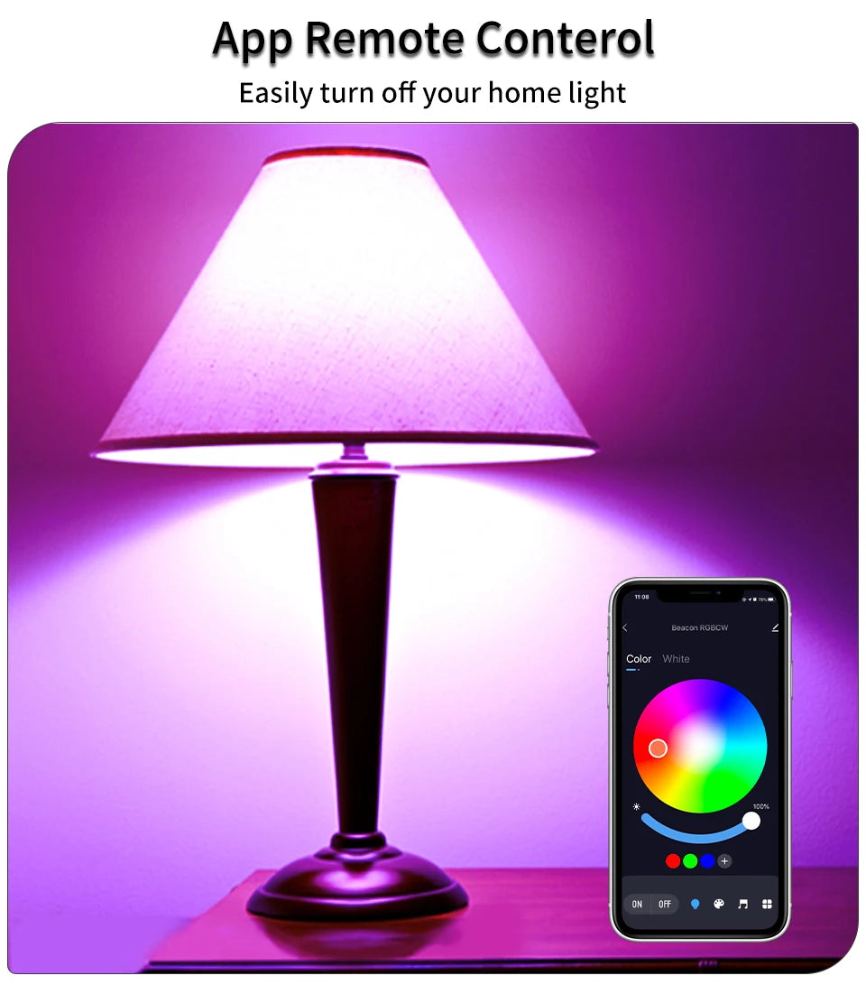 Tuya Smart LED Bulb E27 APP Control Dimmable Light Bluetooth RGB Lamp 220V Bedroom Decoration Party Lighting Smart Life exovai.com