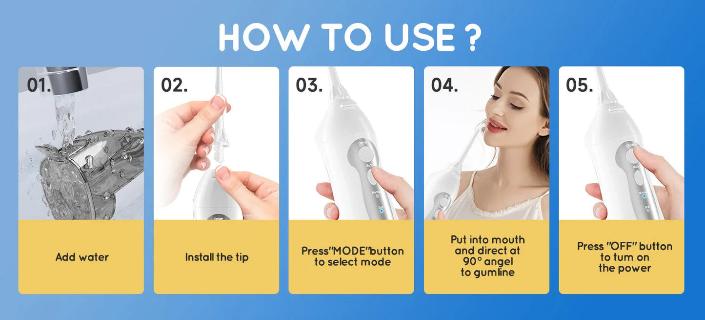 Water Dental Flosser Teeth Picks 4 Jets 3 Modes Portable Cordless D52 Water Flosser for Teeth Cleaner IPX7 Waterproof Oral Picks exovai.com