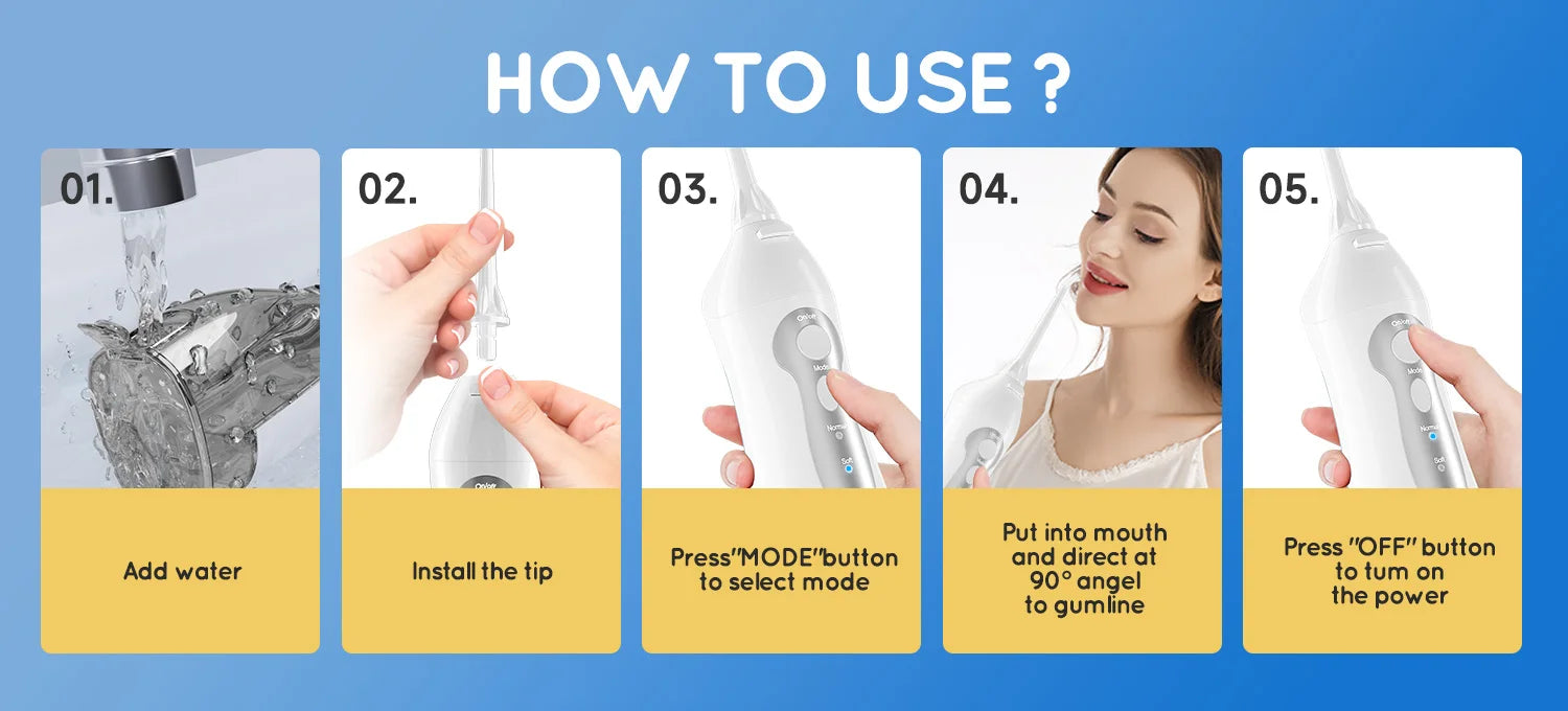 Water Dental Flosser Teeth Picks 4 Jets 3 Modes Portable Cordless D52 Water Flosser for Teeth Cleaner IPX7 Waterproof Oral Picks exovai.com