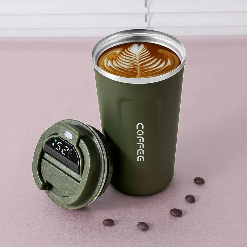 450ml Thermos Bottle Smart Display Temperature 316 Stainless Steel Vacuum Cup Office Coffee Cup Business Portable Thermal Mug exovai.com