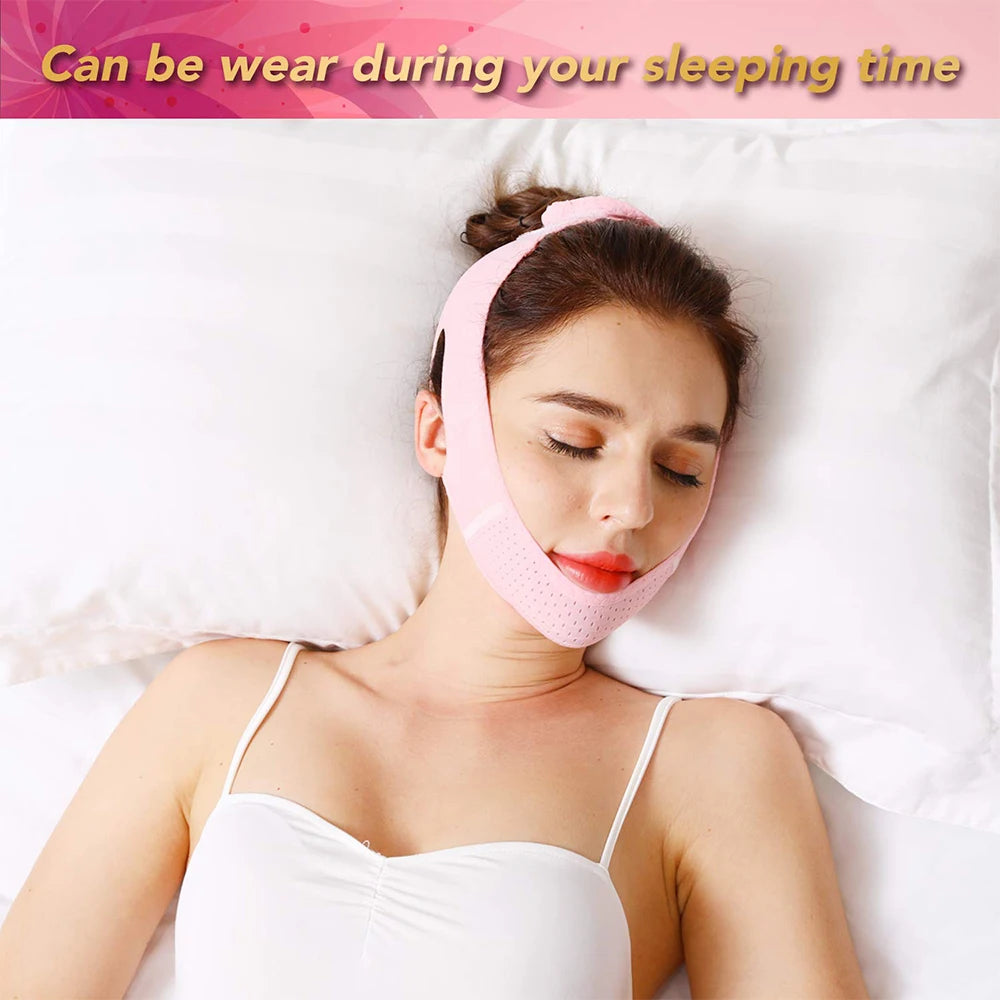 Double Chin Remover Facial Lifting Slimming Bandage V Line Shaped Cheek Face Lift Up Belt Strap Jaw Face Tightening Massagers exovai.com
