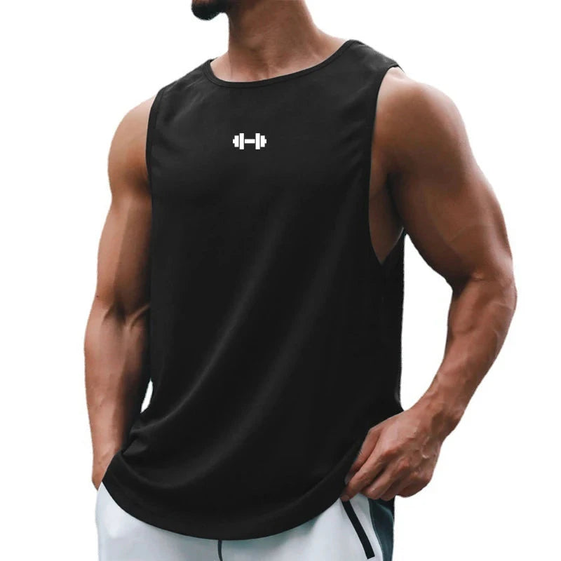 Summer Men's Gym Tank Top Fitness Training Clothing Quick-drying Loose Bodybuilding Sleeveless Shirt Men Fashion Basketball Vest exovai.com