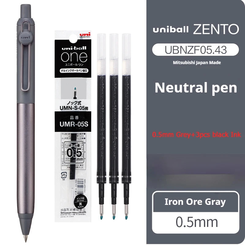 Japanese uni-ball ZENTO Gel Ink Pen Limited Flow Model Metal Push Ultra-Smooth Writing 0.38/0.5mm Signing for Students Business exovai.com