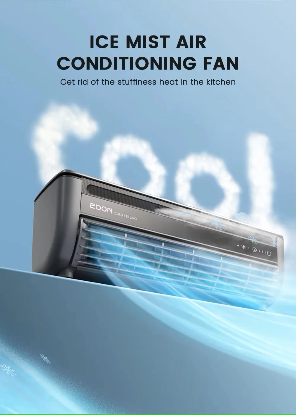 Kitchen air conditioner 2025new model cooling wall fan large wind force charging fan home use table standing remote control exovai.com