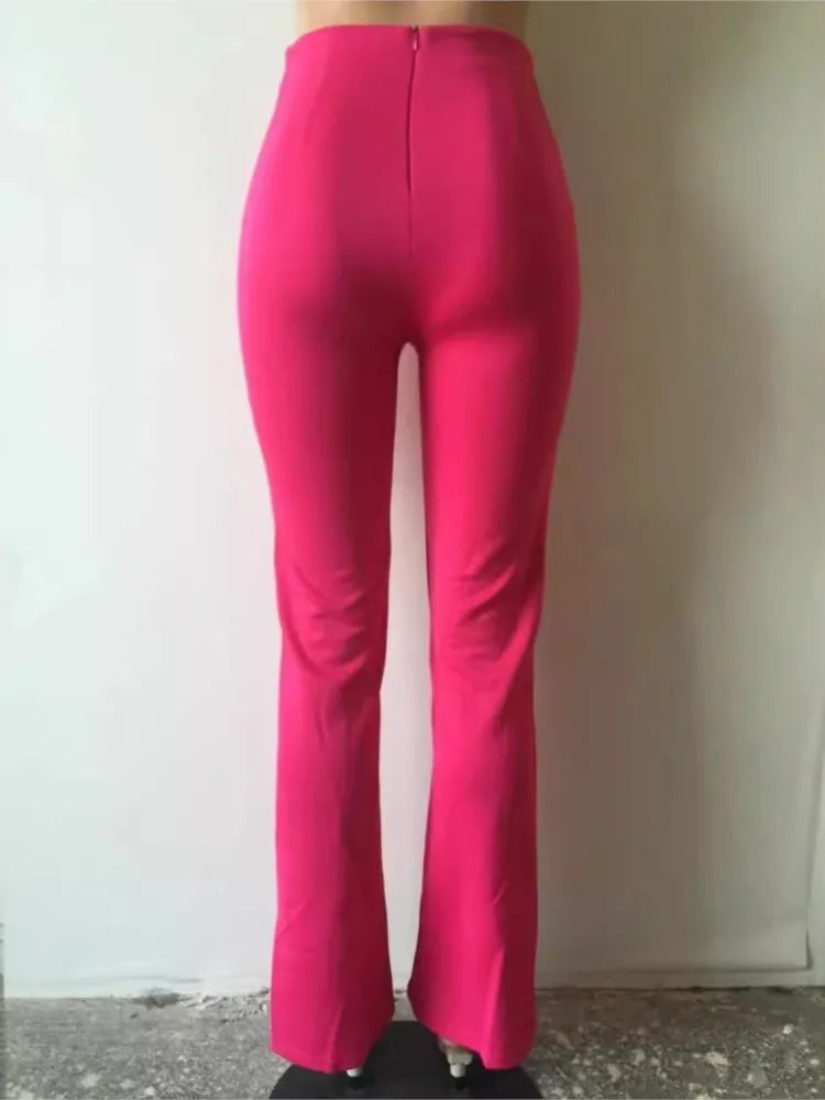 Elegant Casual  High Waist Wide Leg Pants Fashion Loose Button Long Pant Office Solid Spring Autumn Womens Clothing New Pant exovai.com