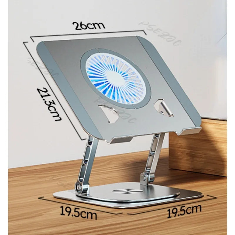 Anti Slip 7-17 Inch Laptop Stand 360 ° Rotatable Aluminum Alloy Tablet Cooling Stand with Folding Fan and Radiator Stand exovai.com
