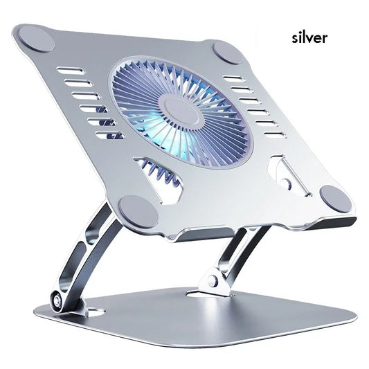 Aluminum Laptop Stand with Cooling Fan Ergonomic Notebook Foldable Cooler Laptop  Adjustable Aluminum Laptop Stand exovai.com