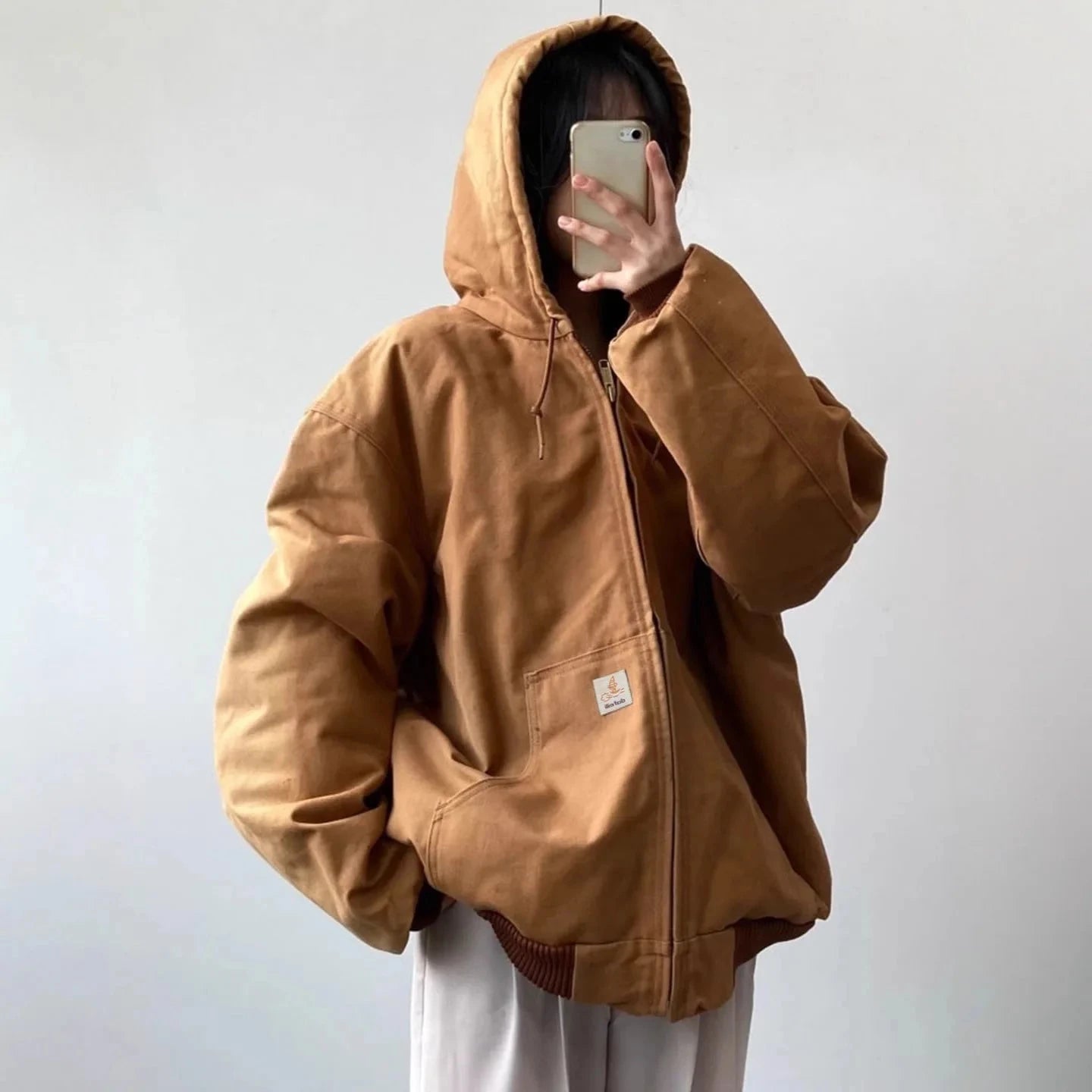 Winter New American Retro Long Sleeve Hooded Bomber Jacket Men's Fashion Cotton Thick Dom Quilted Casual Multi-pocket Coat exovai.com