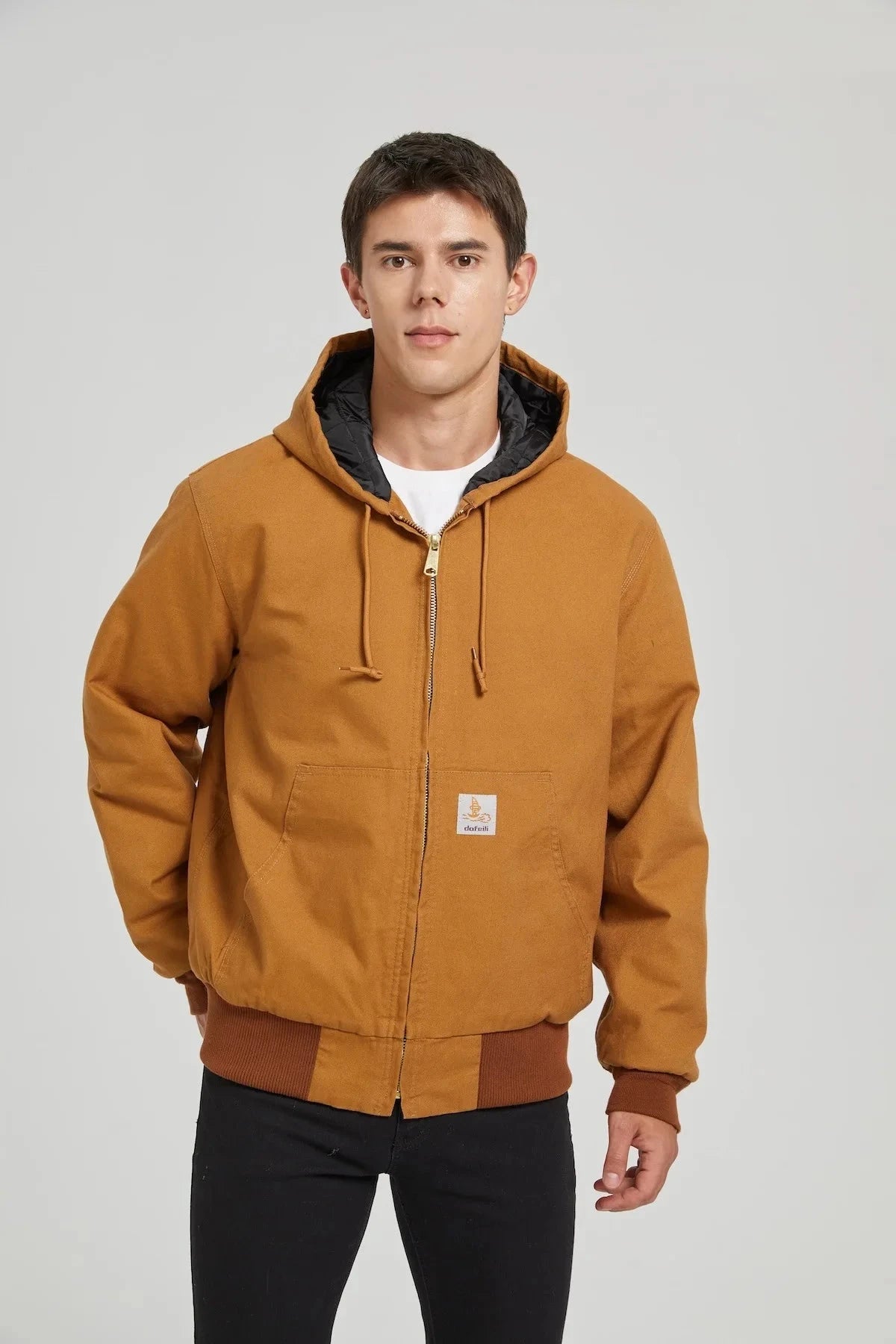 Winter New American Retro Long Sleeve Hooded Bomber Jacket Men's Fashion Cotton Thick Dom Quilted Casual Multi-pocket Coat exovai.com