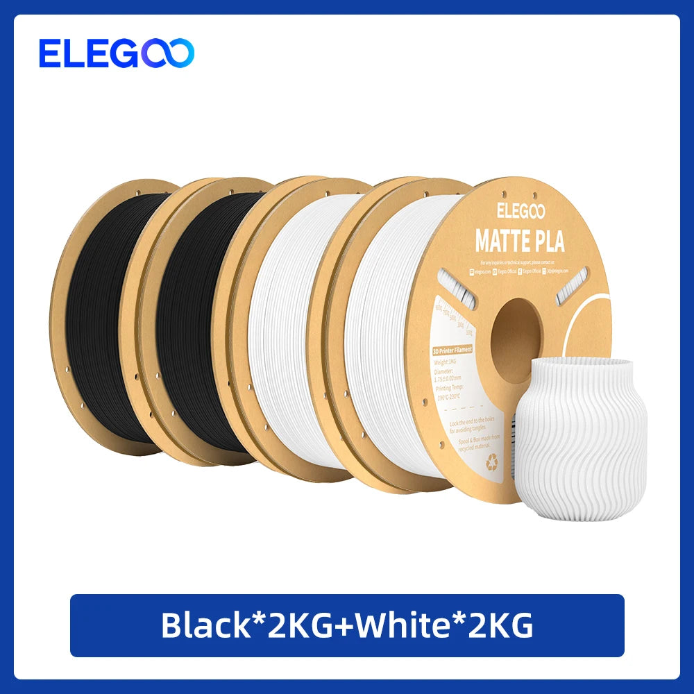 ELEGOO Matte PLA Filament 1KG,1.75mm FDM 3D Printer Filament Dimensional Accuracy +/- 0.02mm, 1kg Carboard Spool (2.2lbs) exovai.com