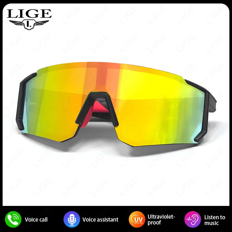 LIGE New Smart Cycling Glasses Men AI Voice Assistant Smart Sunglasses Outdoor Sport Bluetooth Call Music Smart Glasses Women exovai.com