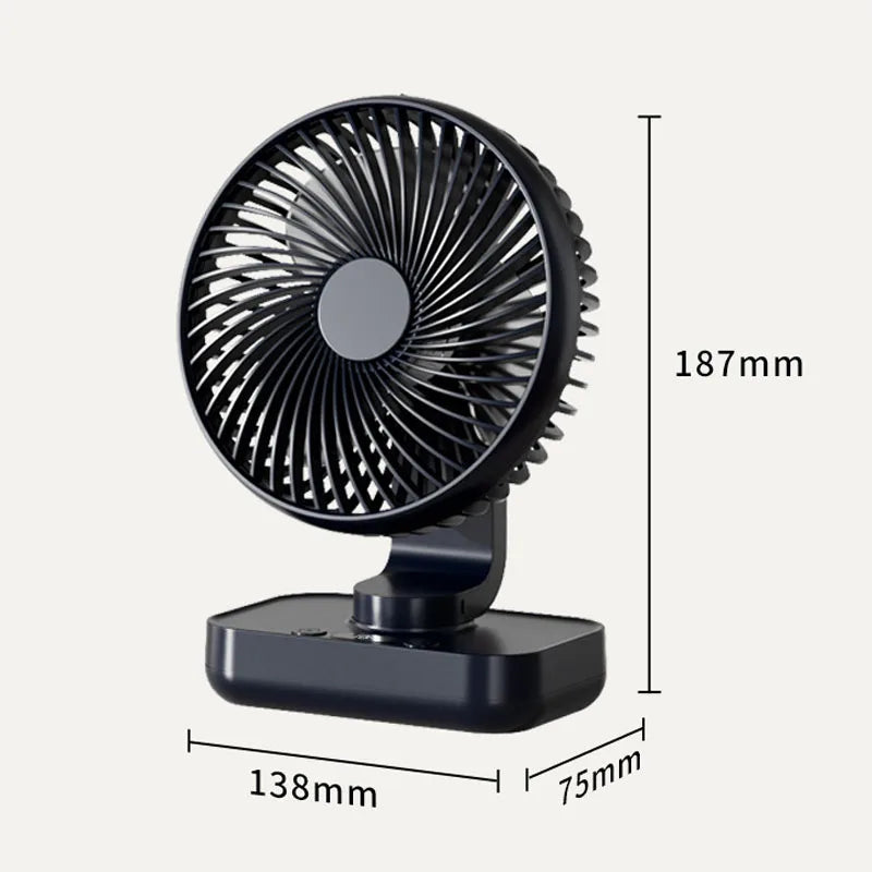 Portable Table Fan Type-c Rechargeable 4 Speeds Desk USB Cooling Fan Wireless Oscillating Wall Hanging Fan 90° Degrees Adjust exovai.com