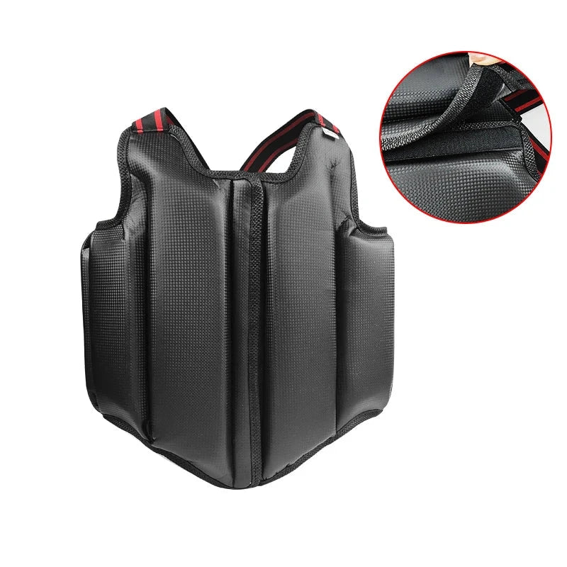 Sanda Chest Guard Taekwondo Karate PU Leather Open Chest Protector Training Competition Protective Gear Black Chest Guard Unisex exovai.com