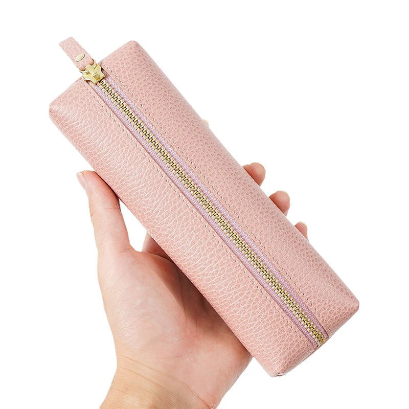 Custom Name Cow Leather Pencil Case Luxury Zipper Business Office Storage Bag Student Pen Bag Personalized Cosmetic Bags Gift exovai.com