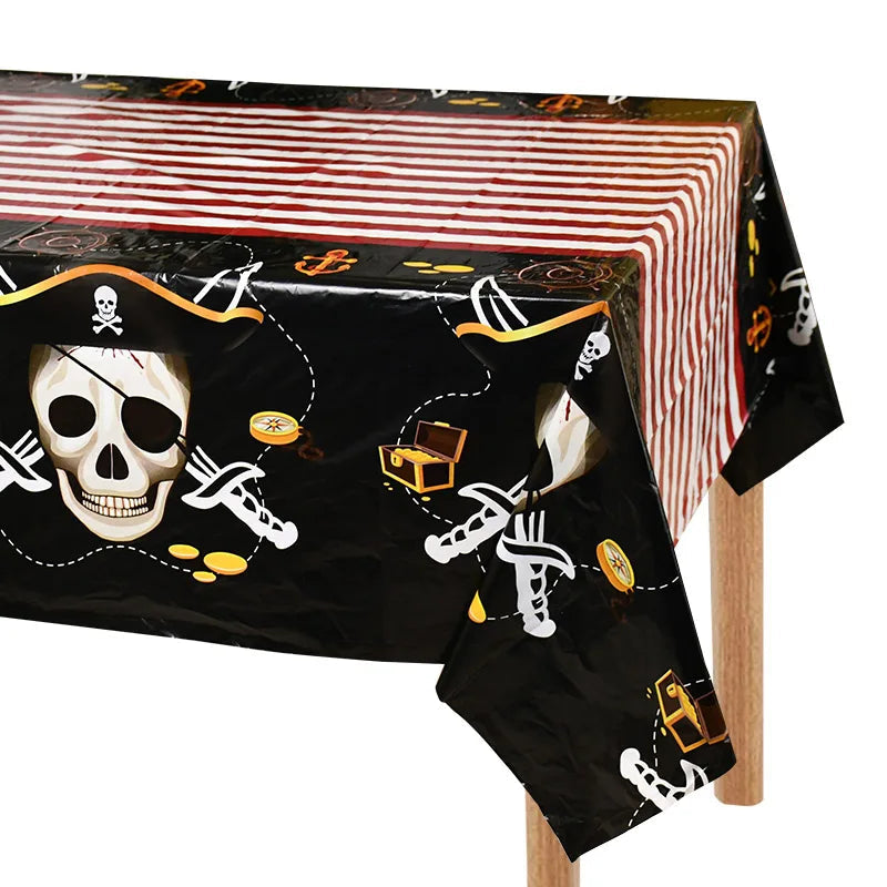 Pirate Theme Party Disposable Tableware Paper Plates Cups Napkins Kids Boy Birthday Party Decorations Halloween Supplies exovai.com