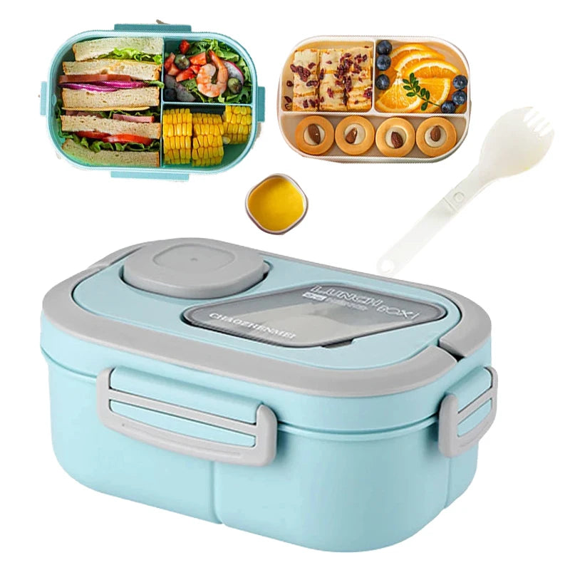 Portable Lunch Box Compartment Wheat Straw Bento Carrying Handle Box Reusable Tableware Containers Meal Snack Food Containers exovai.com