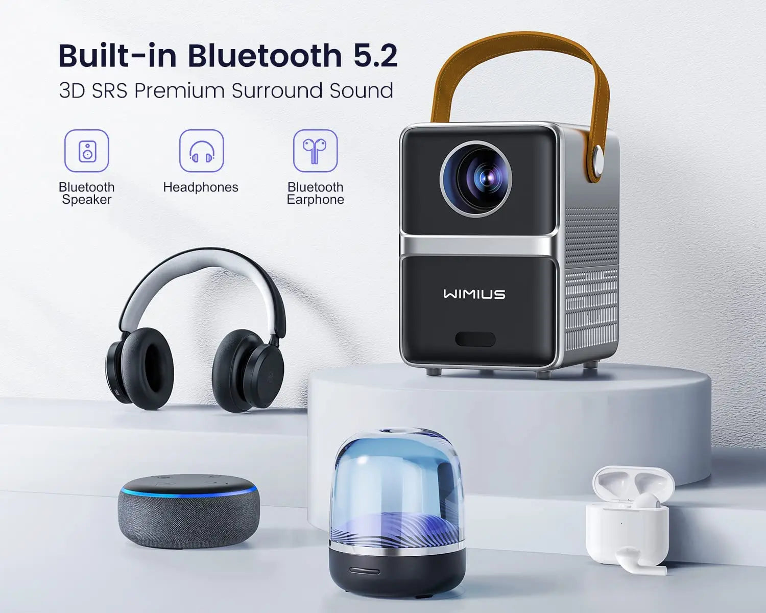Wimius Mini Projector Full HD 1080P 18000 Lumens Video Projector Electric Focus 5G WiFi Bluetooth Portable Projector Home Cinema exovai.com