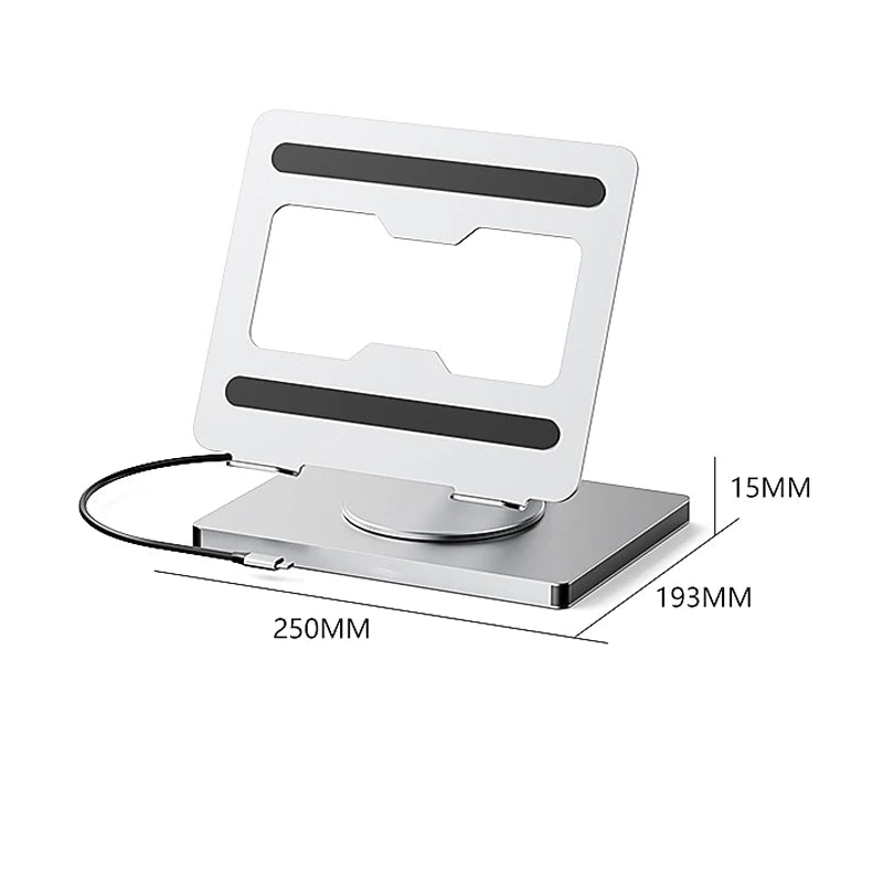 Laptop Stand for MacBook Pro Air Dell HP Surface 360° Rotatable Foldable with USB Hub Card Reader RJ45 Universal Bracket Holder exovai.com