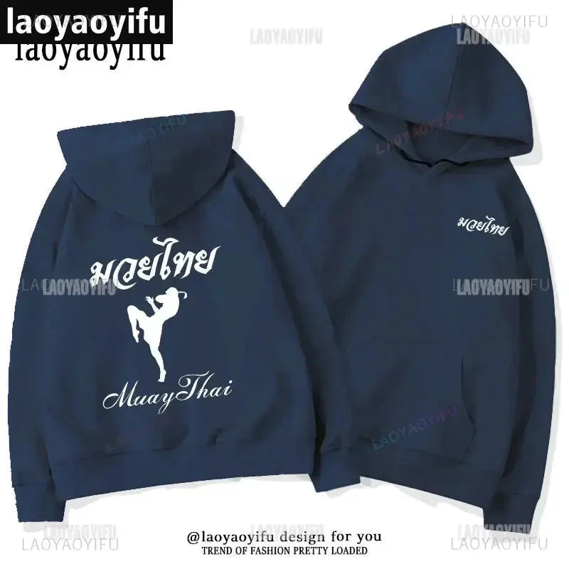 Muay Thai The Fist of King - Thailand Martial Art Pullover Hoodie Men Wai Kru Thailand Men Casual Pullovers 2024 New Style Tops exovai.com