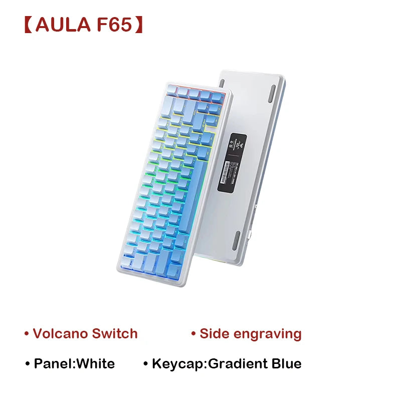 AULA F65 Mechanical Keyboard Three Mode Custom Wireless/Bluetooth/Wired Connection Full Key Hot-swapable Office Gaming Esports exovai.com