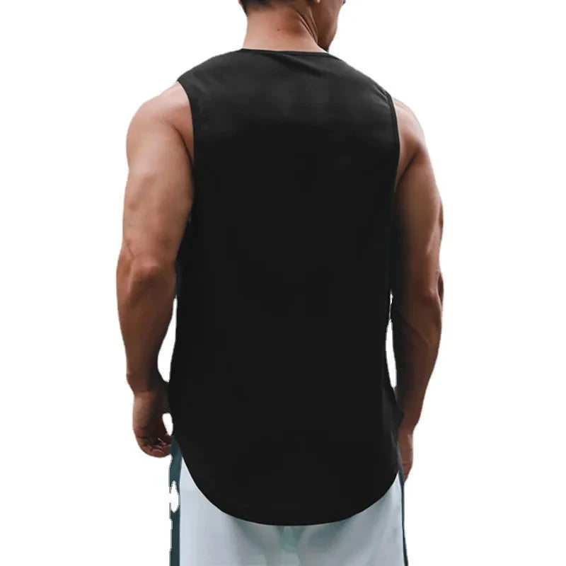 Summer Men's Gym Tank Top Fitness Training Clothing Quick-drying Loose Bodybuilding Sleeveless Shirt Men Fashion Basketball Vest exovai.com