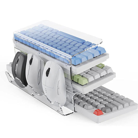 Keyboard Mouse Desktop Organizer Acrylic 3 Tier Stand Frame Shelf Lightweight Keyboard Storage Tool For Study Room Exhibition exovai.com