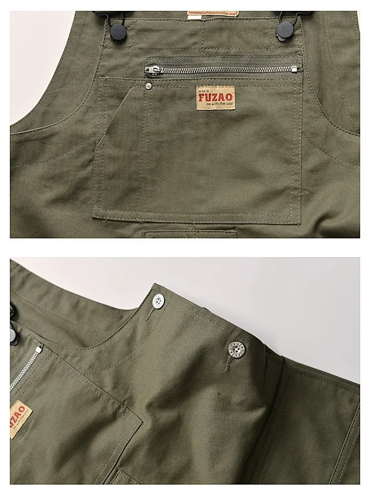 Japanese Style Loose Fit Jumpsuit Cargo Pants Bell Bottoms Dad Pants Ins Popular Same Style Tank For Men Women exovai.com