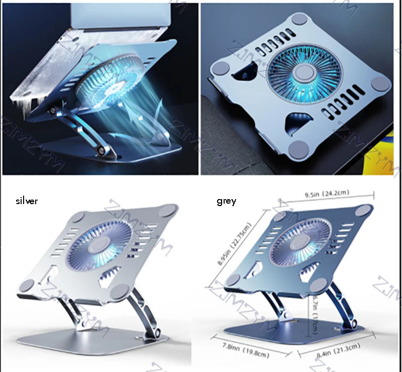 Aluminum Laptop Stand with Cooling Fan Ergonomic Notebook Foldable Cooler Laptop  Adjustable Aluminum Laptop Stand exovai.com