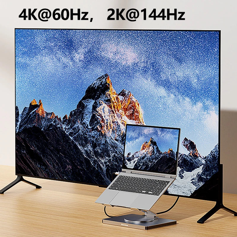 Laptop Stand for MacBook Pro Air Dell HP Surface 360° Rotatable Foldable with USB Hub Card Reader RJ45 Universal Bracket Holder exovai.com
