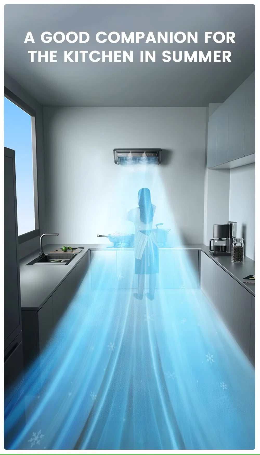 Kitchen air conditioner 2025new model cooling wall fan large wind force charging fan home use table standing remote control exovai.com