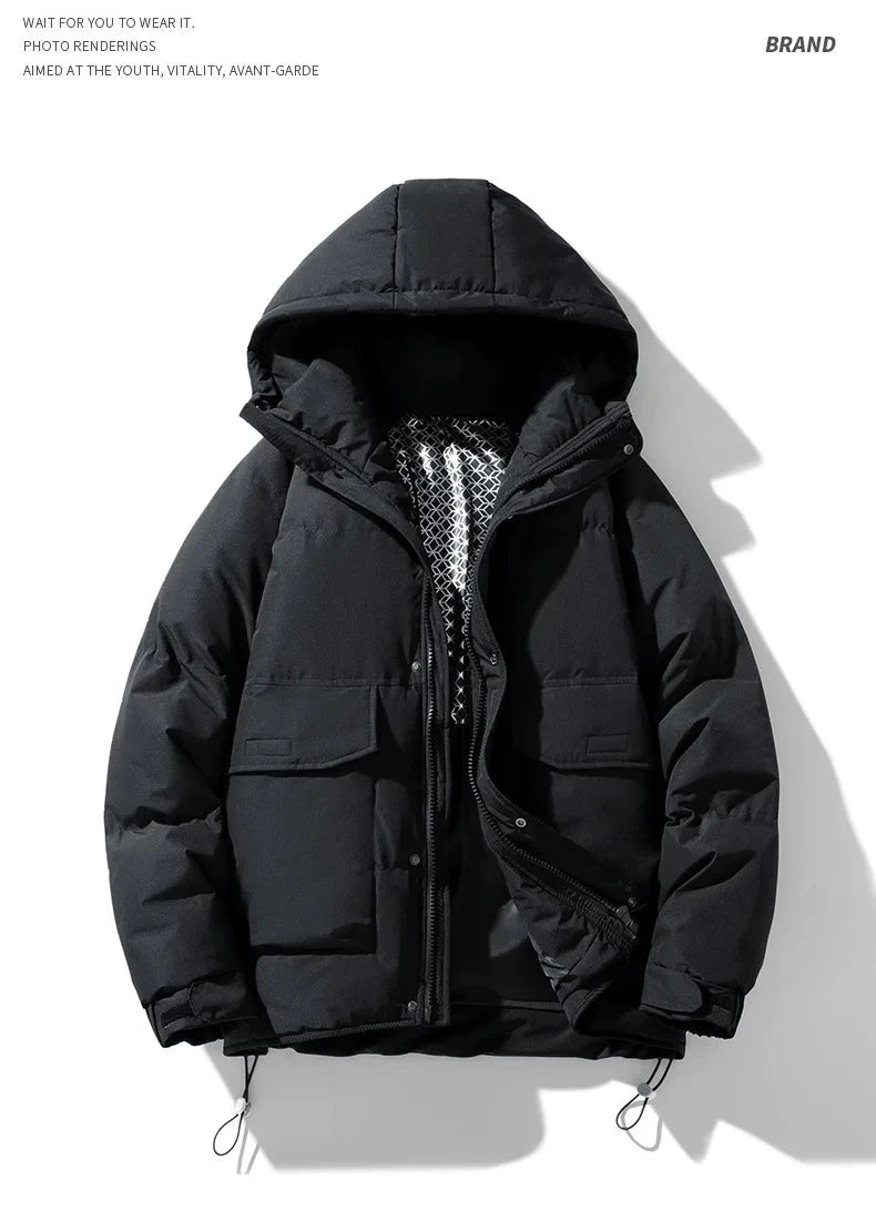 White Duck Down Jacket Men's Winter Fashion Casual Short Coat Hooded Windbreaker Youth Men Outwear Down Coat Male 8XL 160KG exovai.com