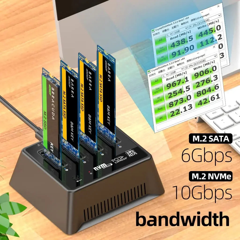 MAIWO 4 Bay M.2 Nvme Docking Station M/B Key Type-C 10Gbps M.2 Case USB C SSD Case NVME and NGFF External HD with Fan for PC exovai.com
