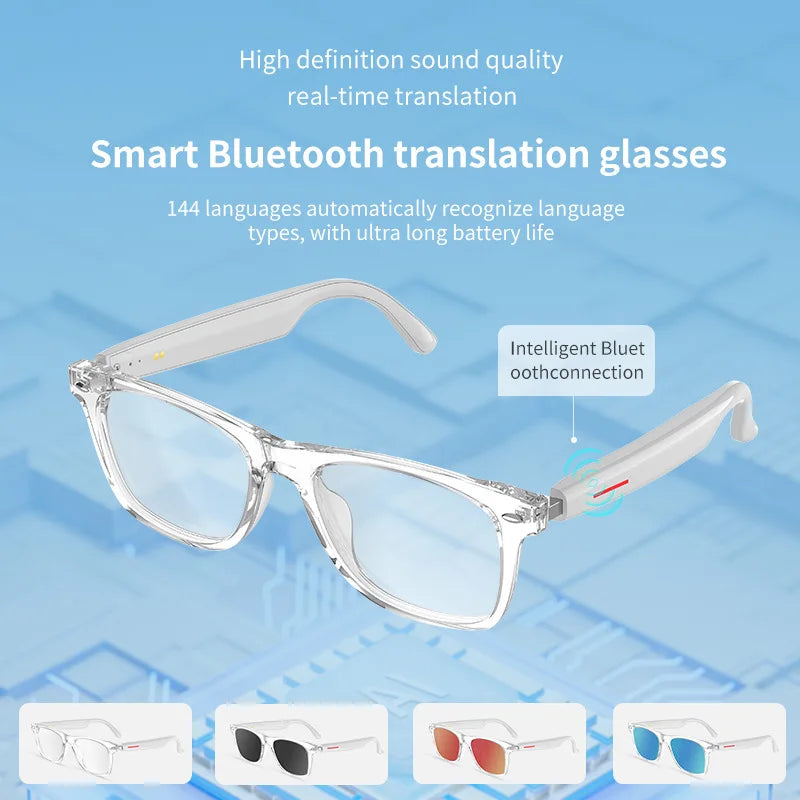 Smart AI Translation Glasses 100+ Languages Real-time Translation Bluetooth Sunglasses Earphones Voice Assistant Call Music exovai.com