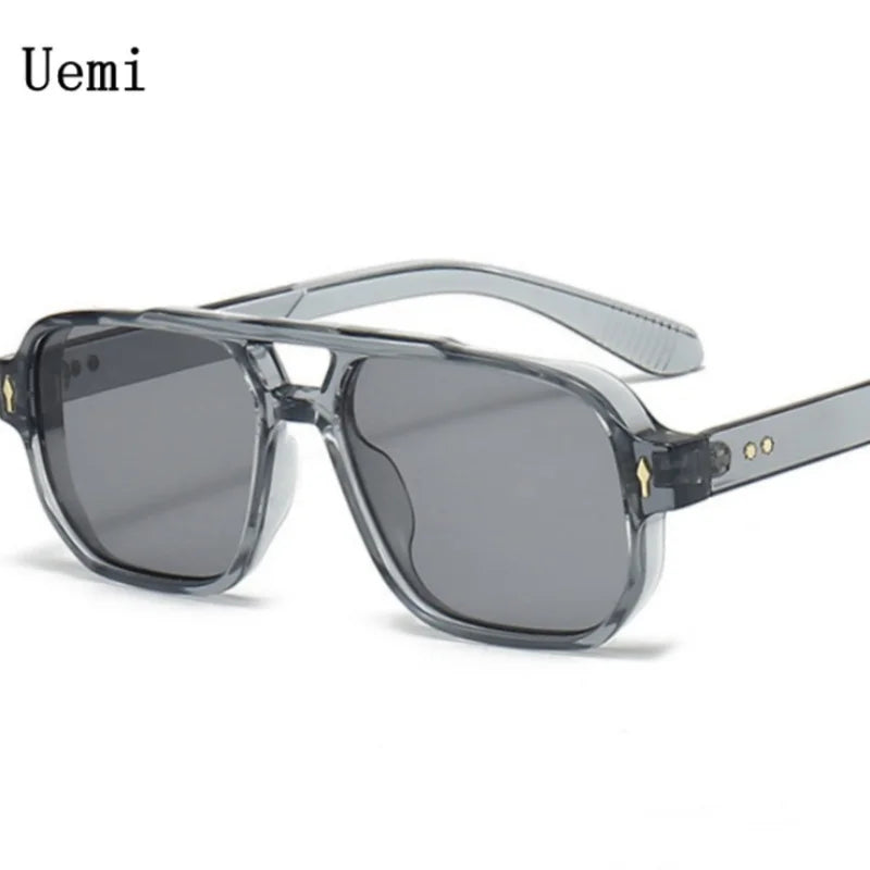 New Retro Double Bridge Square Sunglasses For Women Men Fashion Luxury Design Rivets Sun Glasses Trending Shades UV400 Eyeglasse exovai.com