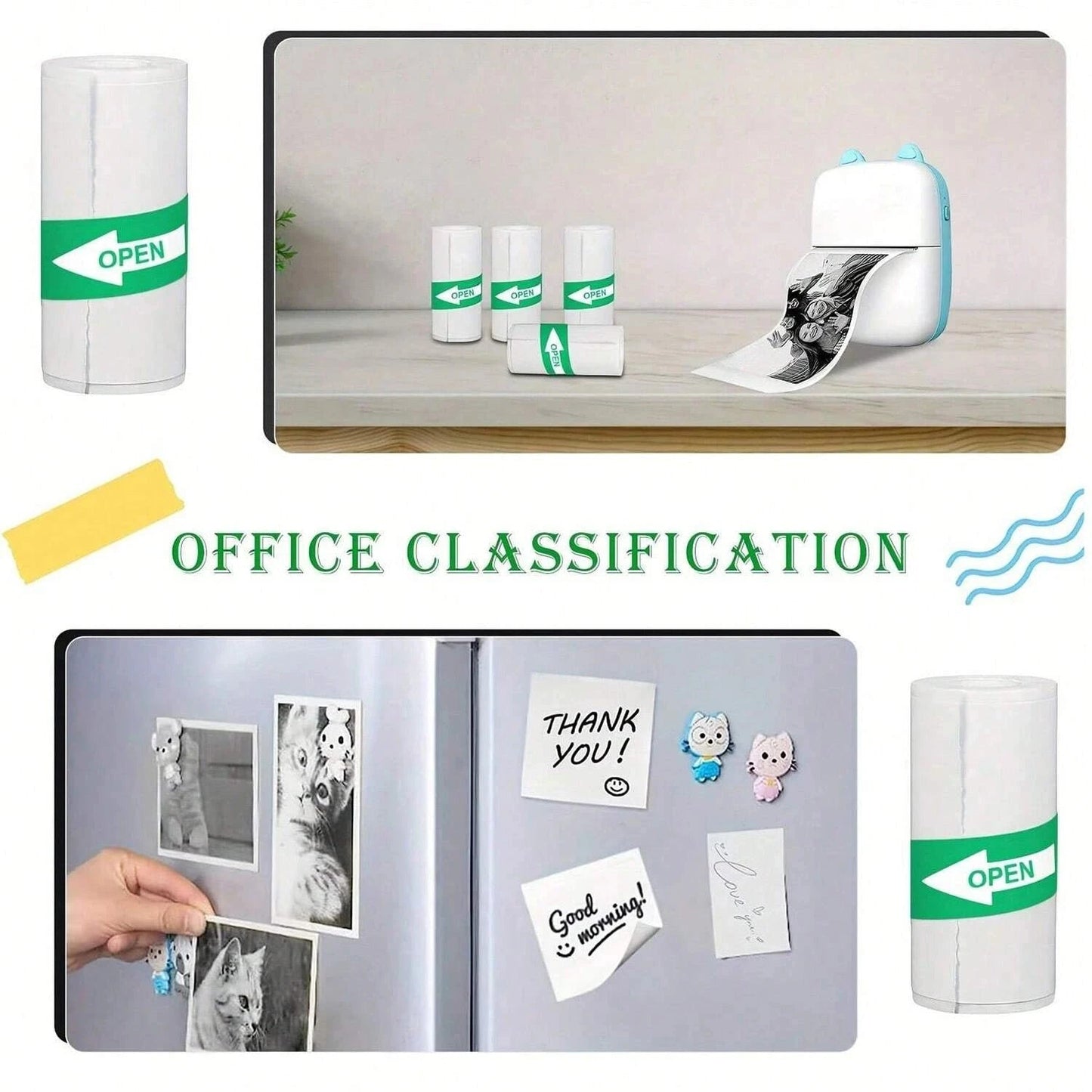 Mini Pocket Printer 5 Rolls Of Self-Adhesive Paper Portable Thermal Printer For Printer Suitable For Home Office Study And Work exovai.com