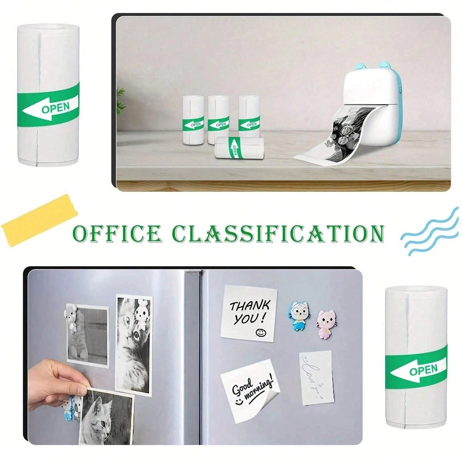 Mini Pocket Printer 5 Rolls Of Self-Adhesive Paper Portable Thermal Printer For Printer Suitable For Home Office Study And Work exovai.com